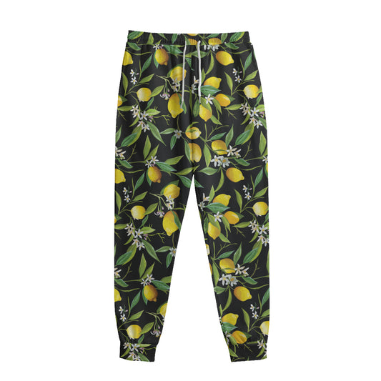 Lemon And Flower Pattern Print Sweatpants