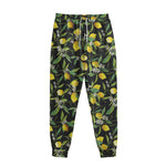 Lemon And Flower Pattern Print Sweatpants