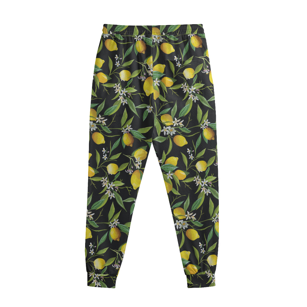 Lemon And Flower Pattern Print Sweatpants