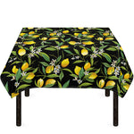 Lemon And Flower Pattern Print Tablecloth