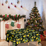 Lemon And Flower Pattern Print Tablecloth