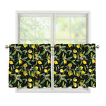 Lemon And Flower Pattern Print Tier Curtains