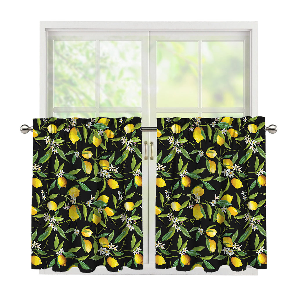 Lemon And Flower Pattern Print Tier Curtains