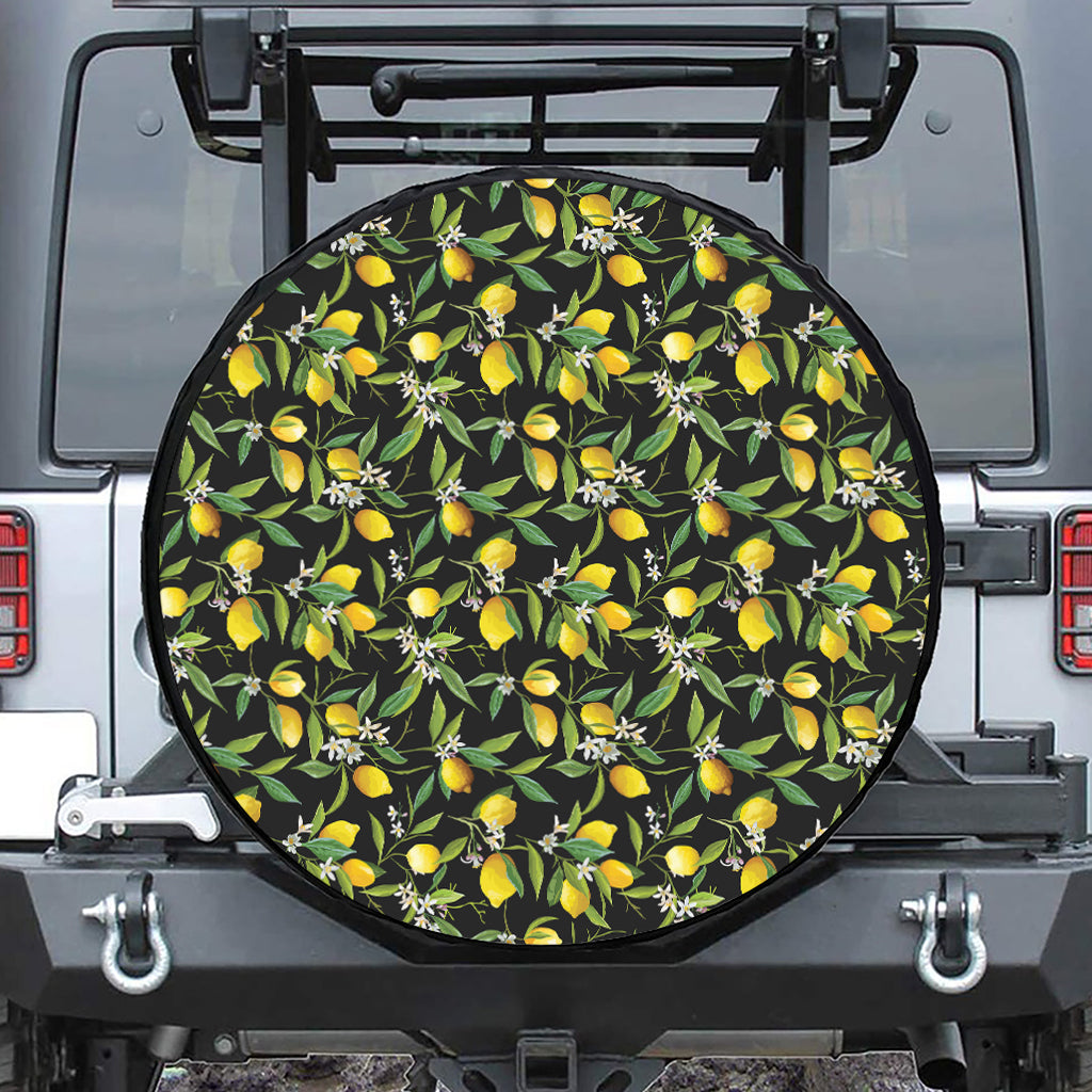 Lemon And Flower Pattern Print Tire Cover