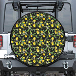 Lemon And Flower Pattern Print Tire Cover