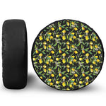 Lemon And Flower Pattern Print Tire Cover