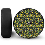 Lemon And Flower Pattern Print Tire Cover With Camera Hole