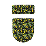 Lemon And Flower Pattern Print Toilet Lid And Tank Cover Set