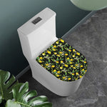 Lemon And Flower Pattern Print Toilet Lid Cover