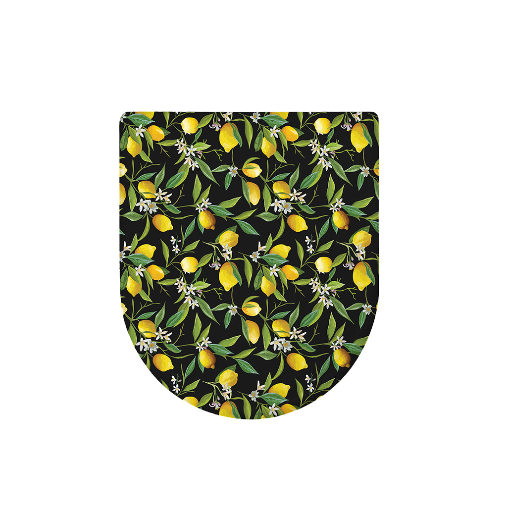 Lemon And Flower Pattern Print Toilet Lid Cover