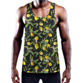 Lemon And Flower Pattern Print Men's Workout Tank Top