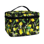 Lemon And Flower Pattern Print Travel Makeup Bag