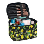 Lemon And Flower Pattern Print Travel Makeup Bag