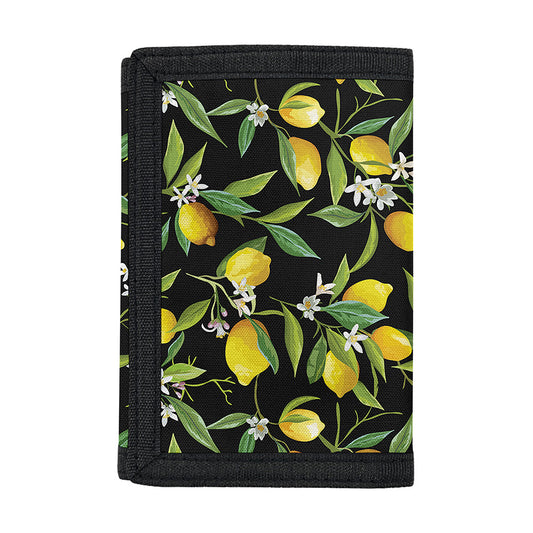 Lemon And Flower Pattern Print Trifold Wallet