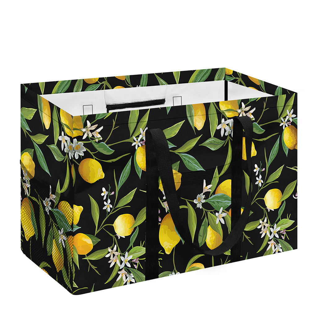 Lemon And Flower Pattern Print Utility Tote Bag