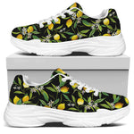 Lemon And Flower Pattern Print White Chunky Shoes