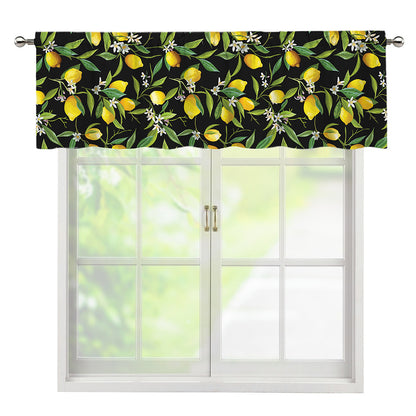 Lemon And Flower Pattern Print Window Valance