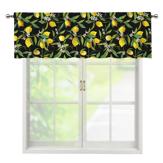 Lemon And Flower Pattern Print Window Valance