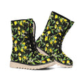 Lemon And Flower Pattern Print Winter Boots