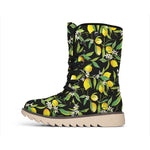Lemon And Flower Pattern Print Winter Boots