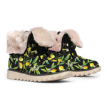 Lemon And Flower Pattern Print Winter Boots