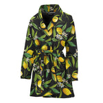 Lemon And Flower Pattern Print Women's Bathrobe