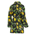 Lemon And Flower Pattern Print Women's Bathrobe