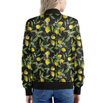 Lemon And Flower Pattern Print Women's Bomber Jacket