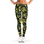 Lemon And Flower Pattern Print Women's Leggings