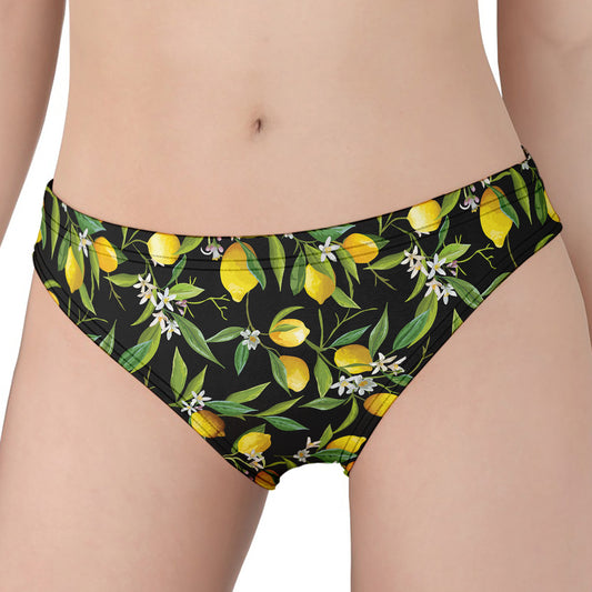 Lemon And Flower Pattern Print Women's Panties