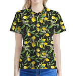 Lemon And Flower Pattern Print Women's Polo Shirt