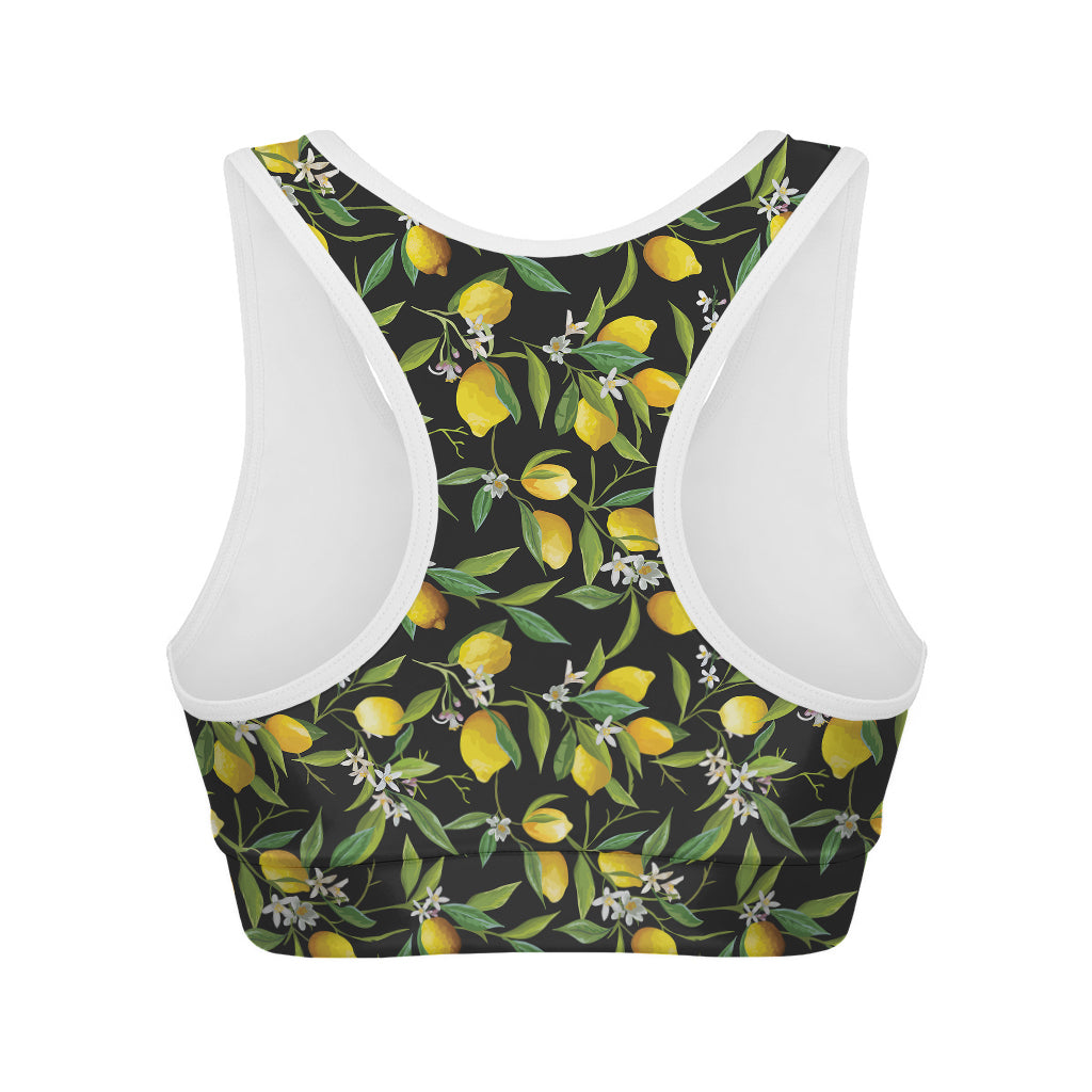 Lemon And Flower Pattern Print Women's Sports Bra