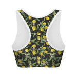 Lemon And Flower Pattern Print Women's Sports Bra
