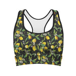 Lemon And Flower Pattern Print Women's Sports Bra