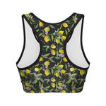 Lemon And Flower Pattern Print Women's Sports Bra