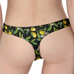 Lemon And Flower Pattern Print Women's Thong
