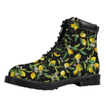 Lemon And Flower Pattern Print Work Boots