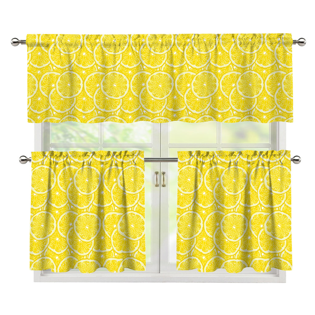 Lemon Slices Pattern Print 3 Piece Kitchen Curtains