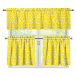 Lemon Slices Pattern Print 3 Piece Kitchen Curtains