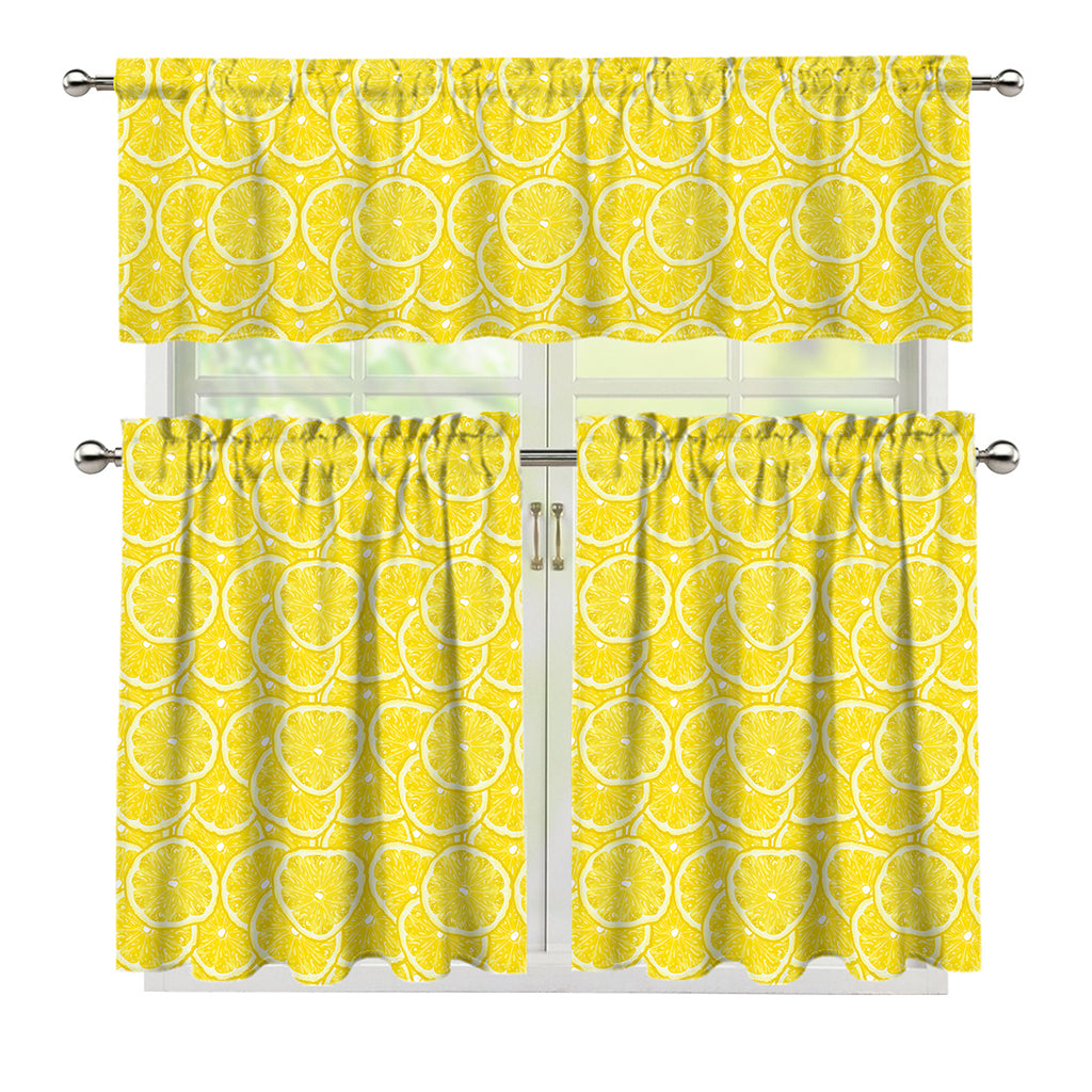 Lemon Slices Pattern Print 3 Piece Kitchen Curtains