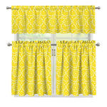 Lemon Slices Pattern Print 3 Piece Kitchen Curtains