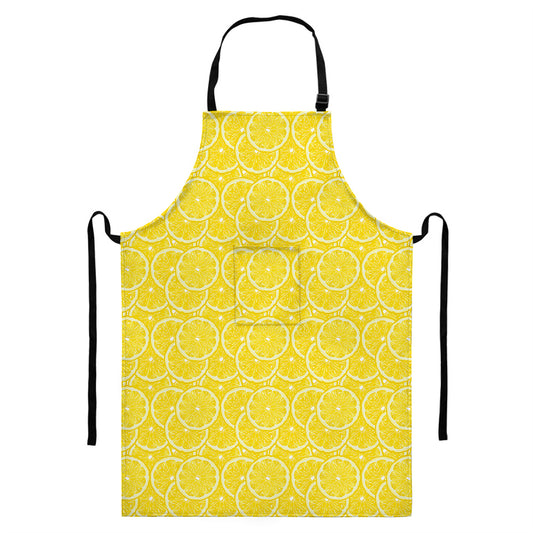Lemon Slices Pattern Print Bib Apron With Pocket