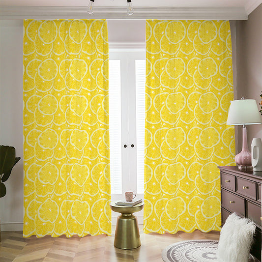Lemon Slices Pattern Print Blackout Pencil Pleat Curtains