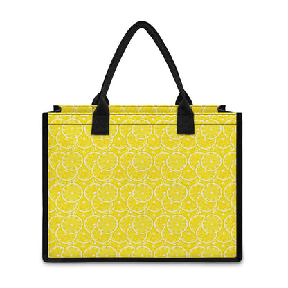 Lemon Slices Pattern Print Canvas Tote Bag