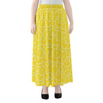 Lemon Slices Pattern Print Chiffon Maxi Skirt
