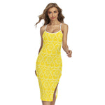 Lemon Slices Pattern Print Cross Back Cami Dress