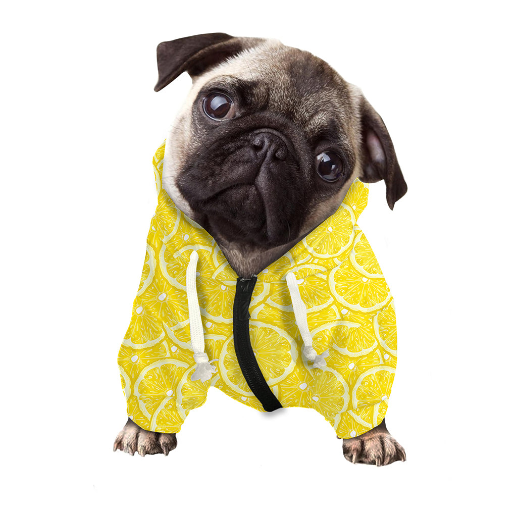 Lemon Slices Pattern Print Dog Zip Up Hoodie