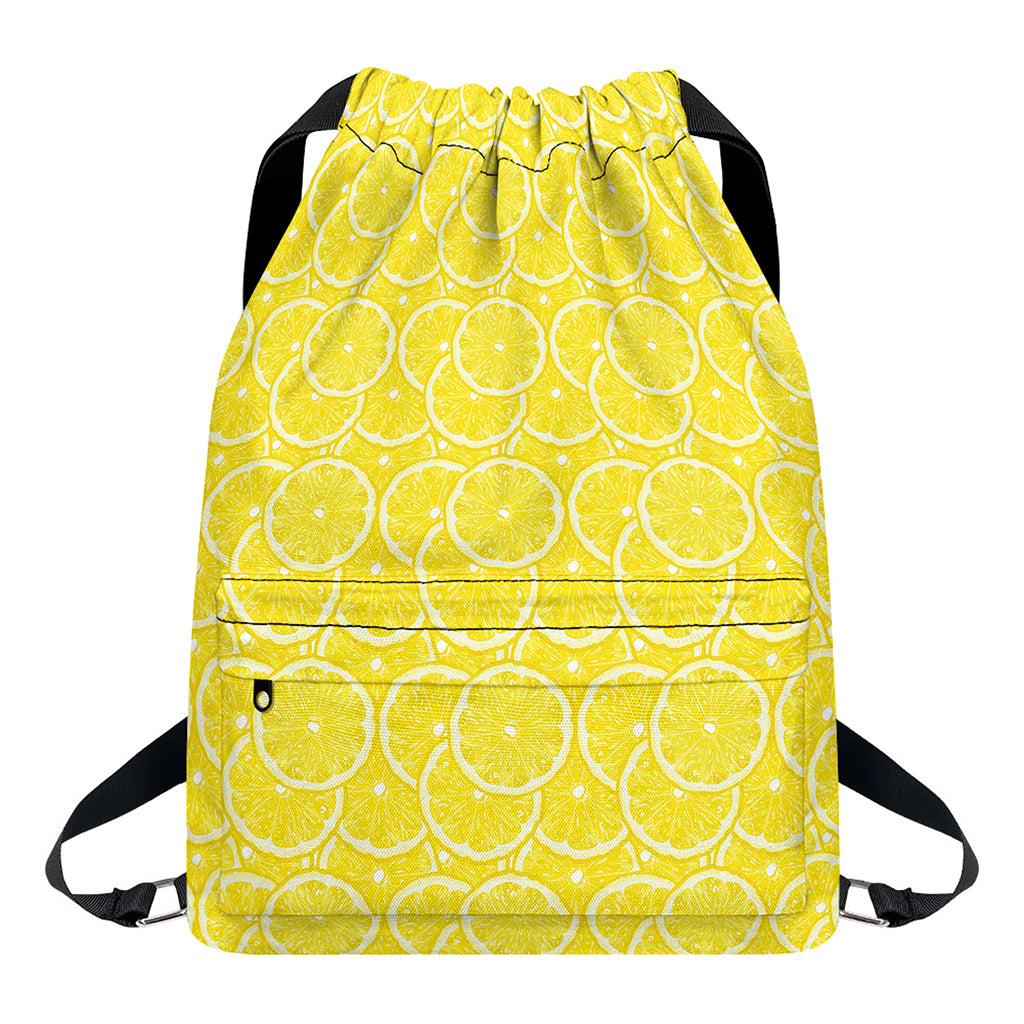 Lemon Slices Pattern Print Drawstring Backpack