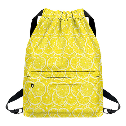 Lemon Slices Pattern Print Drawstring Backpack