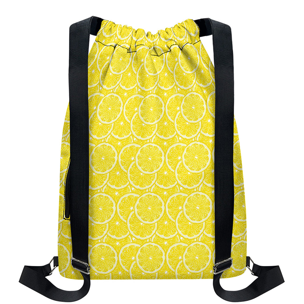 Lemon Slices Pattern Print Drawstring Backpack